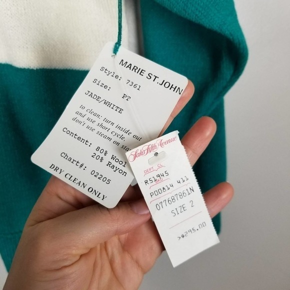 vintage St. John green star knit sweater, size 2, nwt - Picture 6 of 9